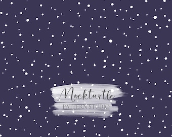 Patrón sin costuras de nieve invernal / Patrón azul marino / Nieve invernal / Colección de invierno / Lunares / Patrón de superficie para uso comercial