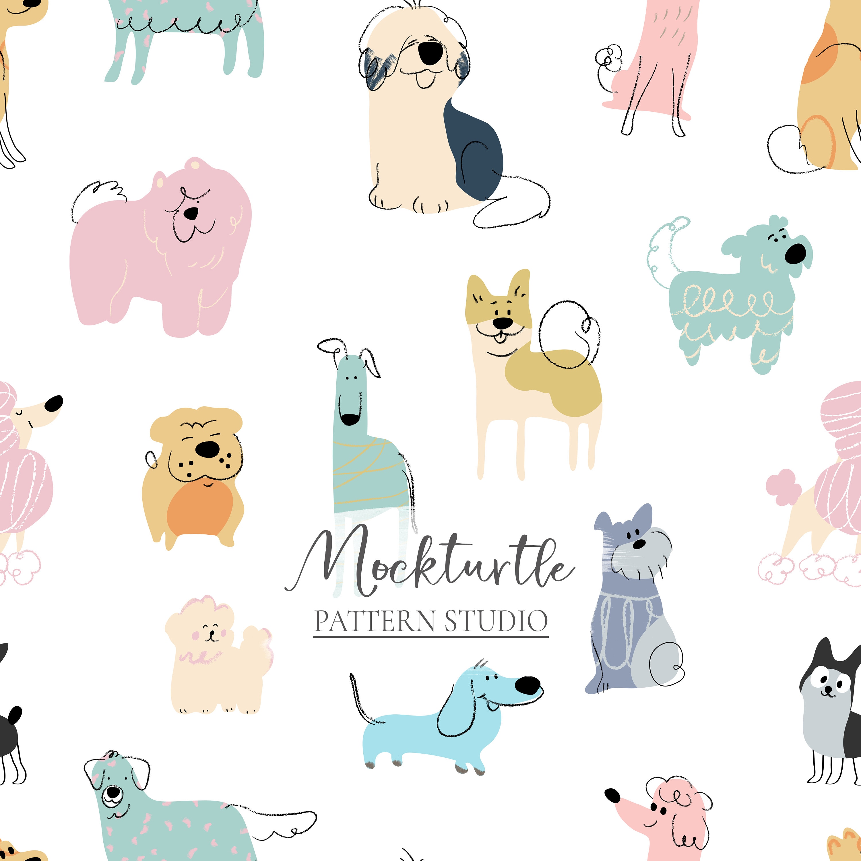 Doodle Dogs Seamless Pattern | Cute Dog Pattern | Dog Surface Pattern ...