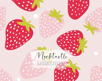 Strawberry Seamless Pattern | Fruit Pattern | Strawberry Surface Pattern | Summer Pattern | Commercial Use Surface Pattern
