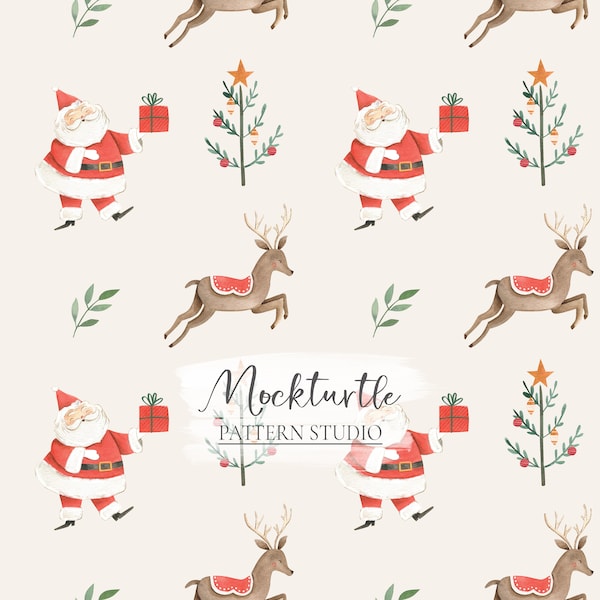 Santa Claus Nahtloses Muster | Nahtloses Weihnachtsmuster | Weihnachtsmann Surface Muster | Kommerzielle Nutzung Oberflächenmuster