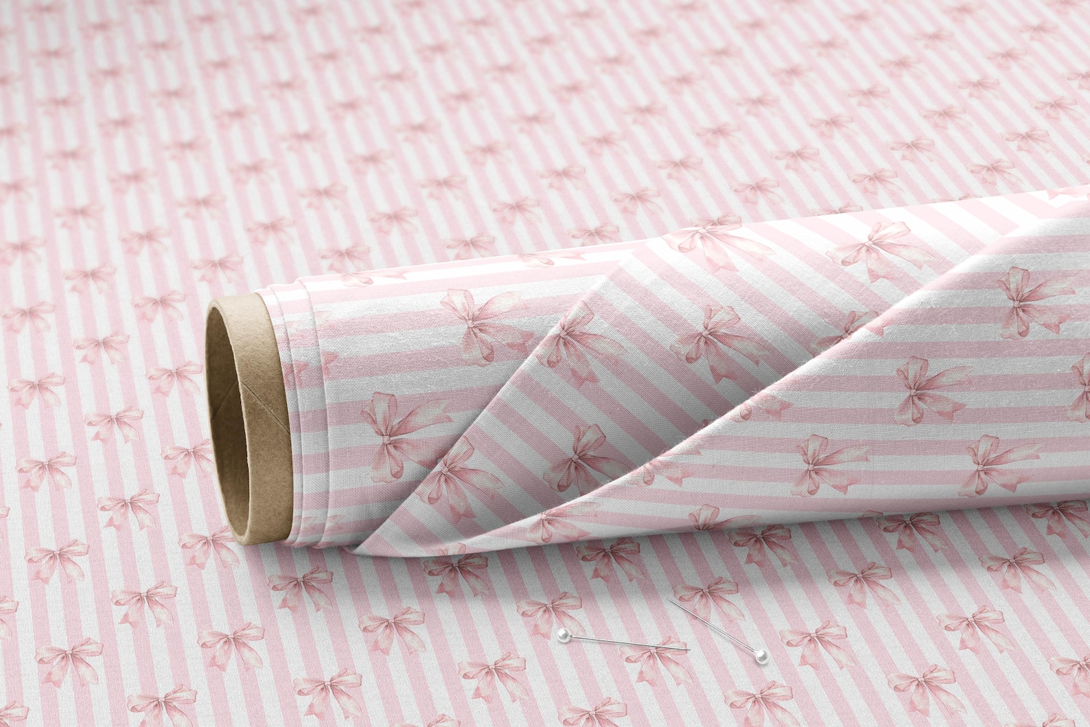 Pink Bow Coquette Stripes Seamless Pattern | Commercial Use Surface ...