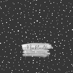 Patrón sin costuras de nieve invernal / Patrón negro / Nieve invernal / Colección de invierno / Lunares / Patrón de superficie para uso comercial