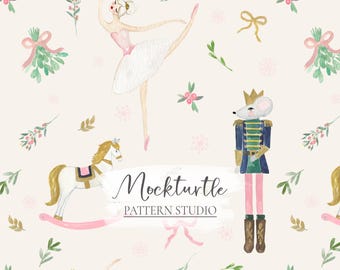 Patrón sin costuras de cascanueces / Patrones navideños / Patrón para superficies de uso comercial