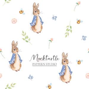 Modello senza cuciture Peter Rabbit / Modello coniglietto blu / Modello superficie Peter Rabbit / Modello superficie per uso commerciale