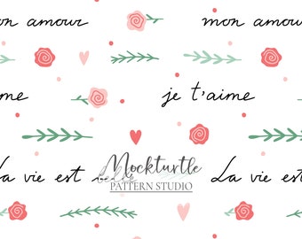 French Love Pattern | Paris | Valentine Design | Commercial Use Surface Pattern