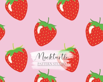 Strawberry Seamless Pattern | Fruit Pattern | Strawberries Surface Pattern | Summer Pattern | Commercial Use Surface Pattern