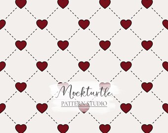 Diamond Red Hearts Pattern | Valentine Hearts | Love Surface Pattern | Commercial Use Surface Pattern