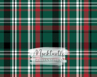 Green Christmas Tartan Seamless Pattern | Winter Plaid | Christmas Plaid | Winter Collection | Commercial Use Surface Pattern