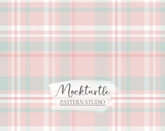 Pink Christmas Tartan Seamless Pattern | Winter Plaid | Christmas Plaid | Winter Collection | Commercial Use Surface Pattern