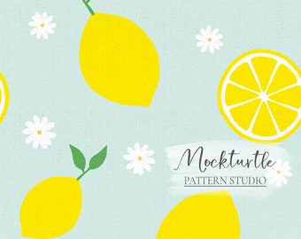 Lemon Seamless Pattern | Fruit Pattern | Lemon Surface Pattern | Summer Pattern | Commercial Use Surface Pattern