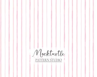 Pink Watercolour Stripe Pattern | Pastel Striped Design | Commercial Use Surface Pattern