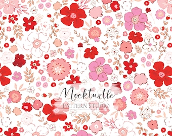 Ditsy Flower Seamless Pattern | Valentine's | Floral Surface Pattern | Commercial Use