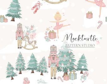 Patrón sin costuras de cascanueces / Patrones navideños / Patrón para superficies de uso comercial