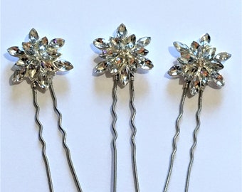 Diamante/Rhinestone/Crystal Hair Pins Bride Bridesmaids Prom Wedding Choose Amount On Pins Or Grips
