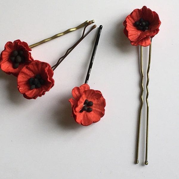 Joli parchemin coquelicot épingles à cheveux mariée demoiselles d'honneur mariage de bal choisissez le montant sur les épingles ou les poignées