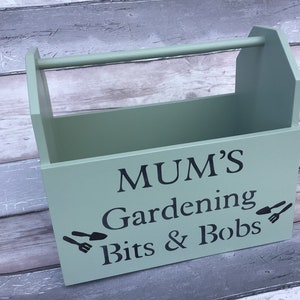 Personalised wooden gardening box,grandad gift,nanny gift,gardening present,love gardening,gardening tools holder,wood crate,gardening gift image 6