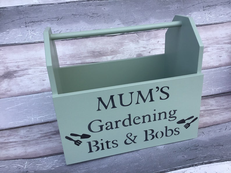 Personalised wooden gardening box,grandad gift,nanny gift,gardening present,love gardening,gardening tools holder,wood crate,gardening gift image 6