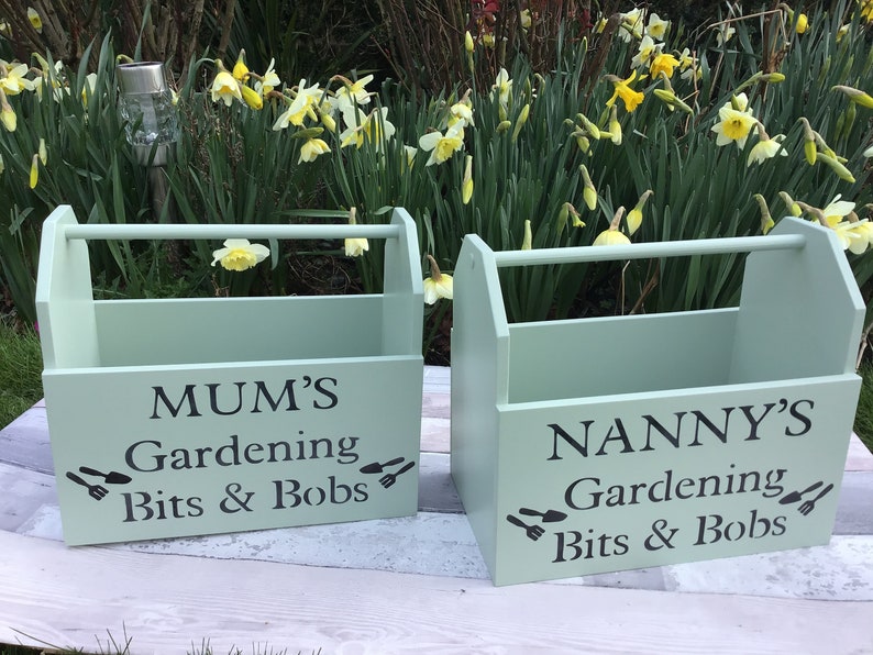 Personalised wooden gardening box,grandad gift,nanny gift,gardening present,love gardening,gardening tools holder,wood crate,gardening gift image 5