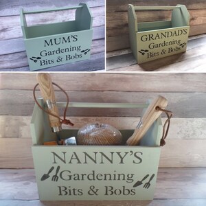 Personalised wooden gardening box,grandad gift,nanny gift,gardening present,love gardening,gardening tools holder,wood crate,gardening gift image 7