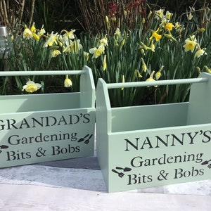 Personalised wooden gardening box,grandad gift,nanny gift,gardening present,love gardening,gardening tools holder,wood crate,gardening gift image 4