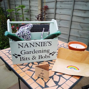 Personalised wooden gardening box,grandad gift,nanny gift,gardening present,love gardening,gardening tools holder,wood crate,gardening gift image 8