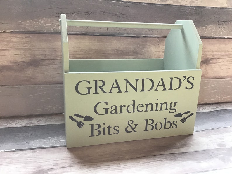 Personalised wooden gardening box,grandad gift,nanny gift,gardening present,love gardening,gardening tools holder,wood crate,gardening gift image 3