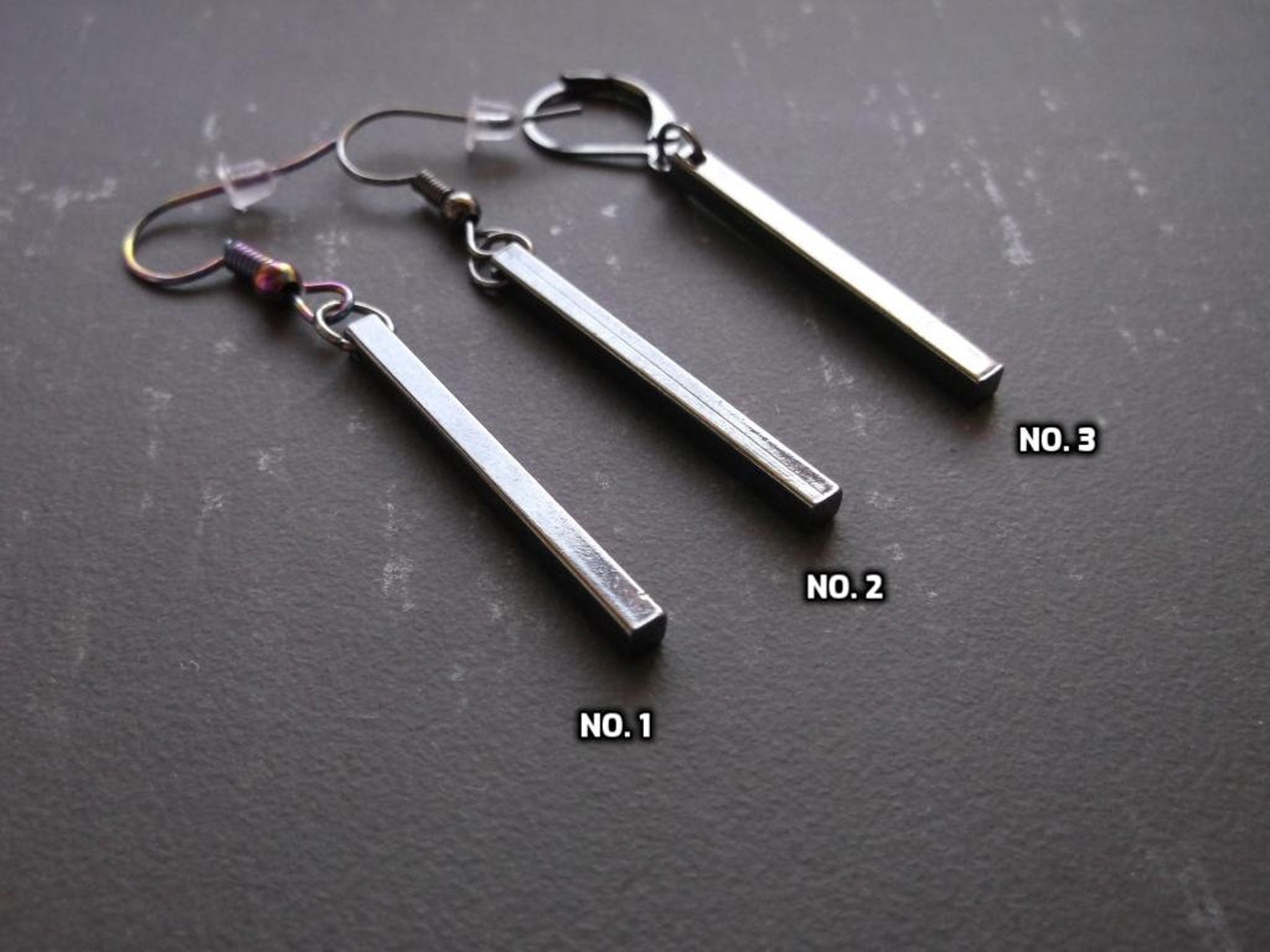 Men stick dangle stick earring one stick earring gunmetal Etsy