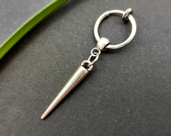 Metal spike clip-on, Spike clip-on, clip-on spike, Punk clip-on, Gothic earring, men clip-on, Steampunk earring, Non pierced, spike dangle