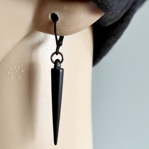Black spike earring Spike dangle black matte spike Punk earring Gothic earring Black spike dangle Steampunk earring Goth earring goth style