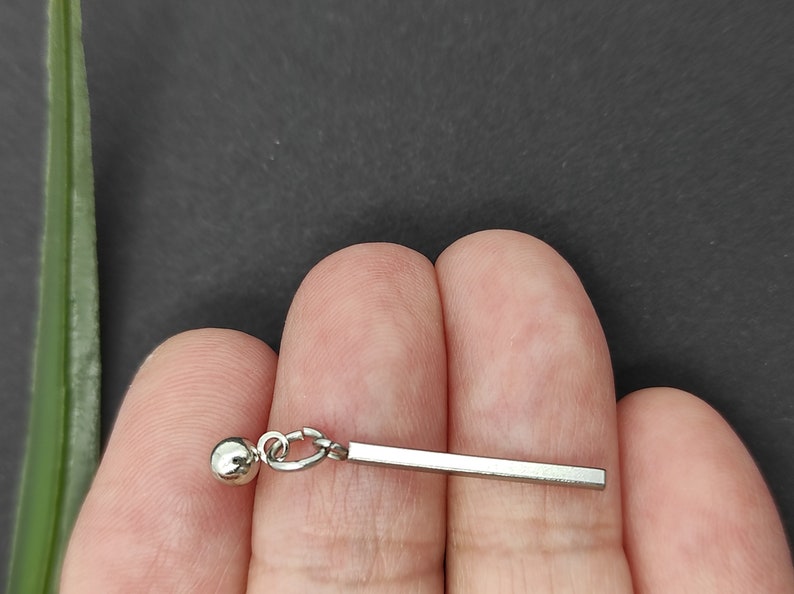 Men Stick Dangle Stick Earring One Stick Earring Silver Bar Etsy