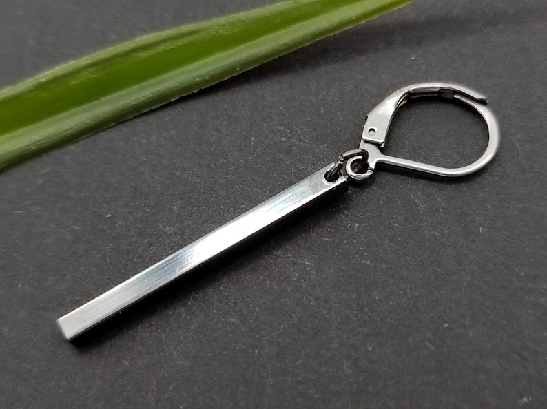Men Stick Dangle Stick Earring One Stick Earring Gunmetal Etsy