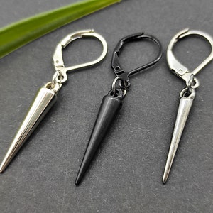 Gunmetal spike earring Spike dangle acrylic spike Punk earring Gothic earring black spike dangle gunmetal men cone Goth earring mens