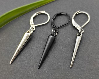 Gunmetal Spike Dangle Earring, Punk Gothic Style