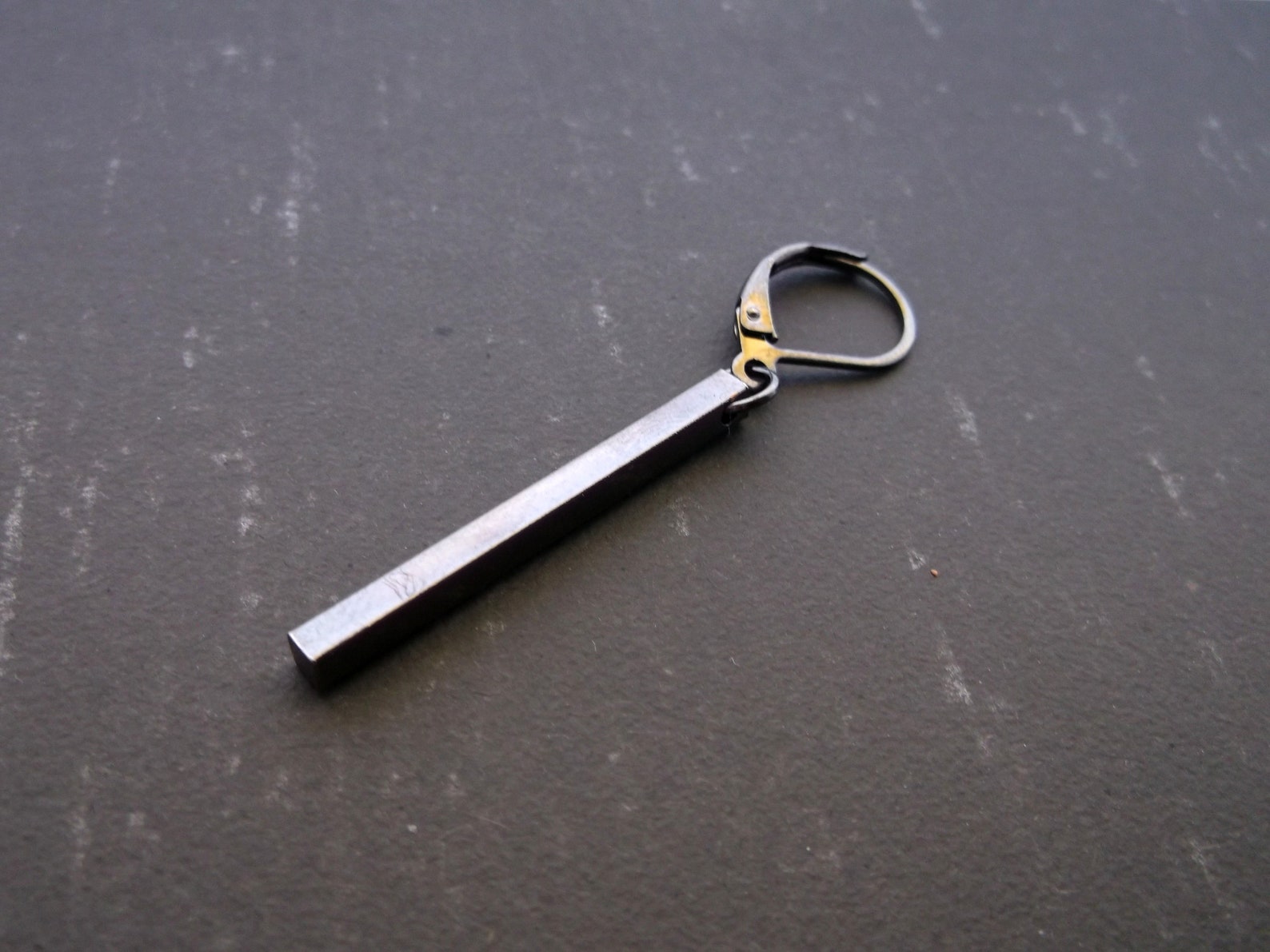 Men stick dangle stick earring one stick earring gunmetal Etsy
