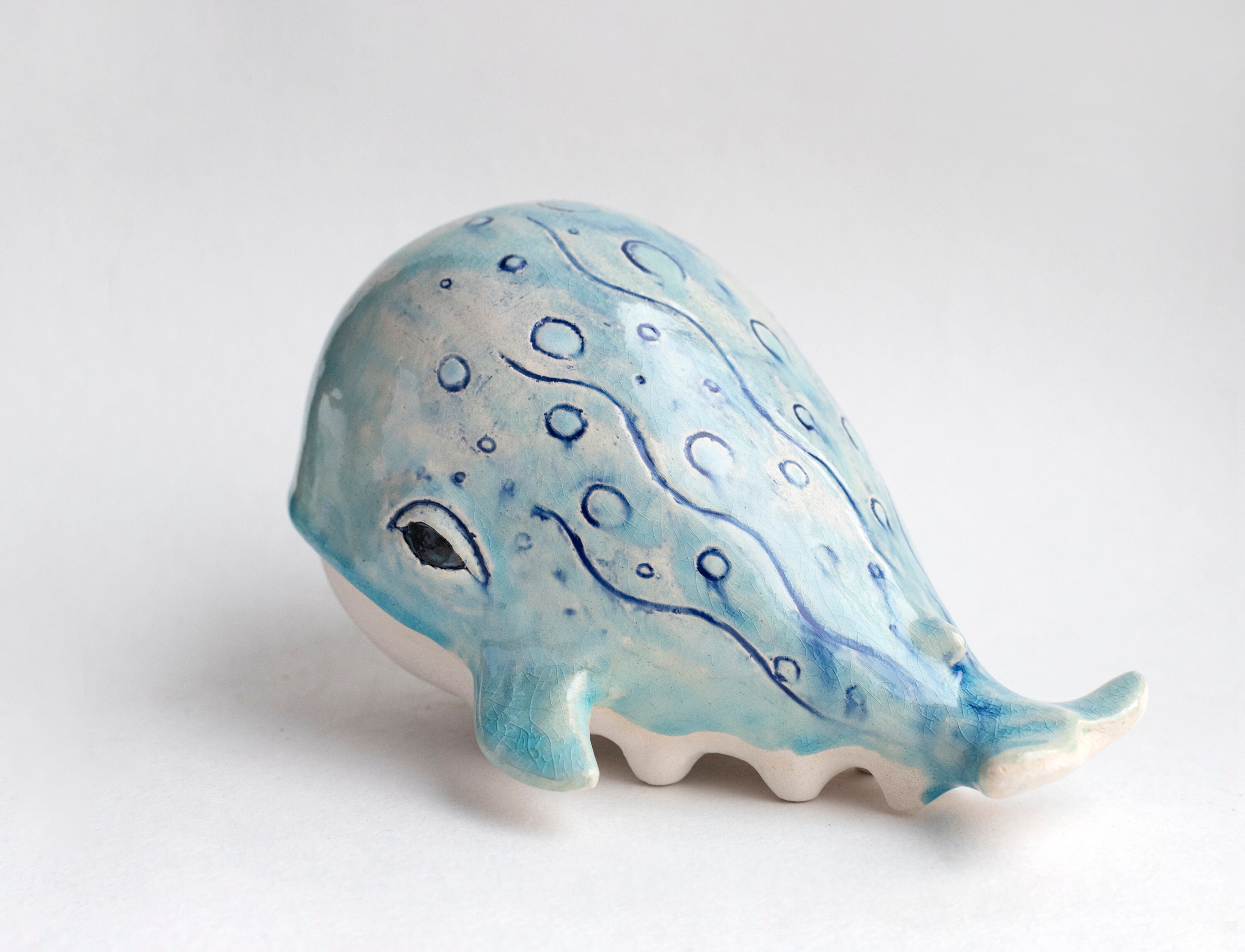 Ceramic sculpture blue whale cute whale with paws figurine Etsy