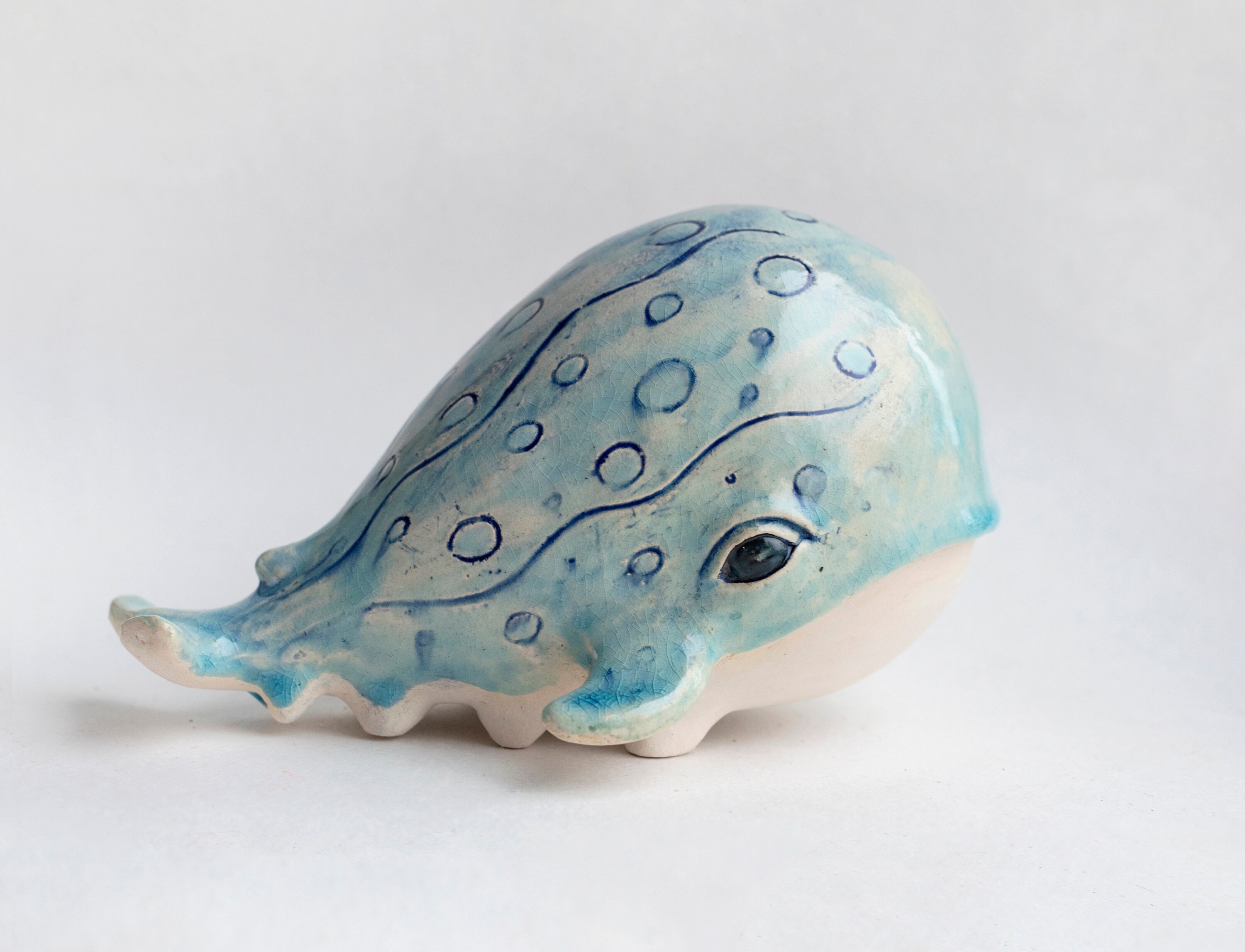Ceramic sculpture blue whale cute whale with paws figurine Etsy