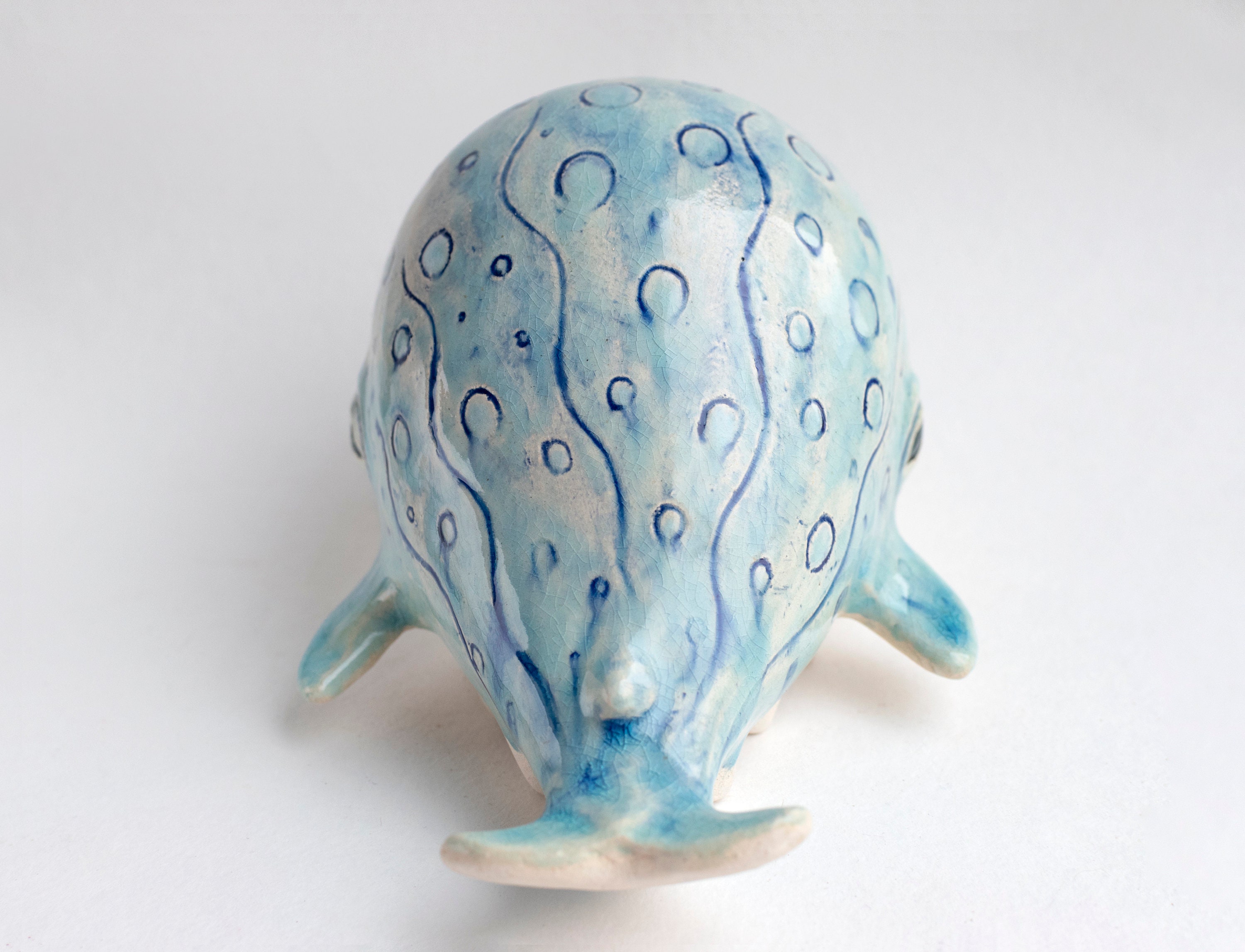 Ceramic sculpture blue whale cute whale with paws figurine Etsy