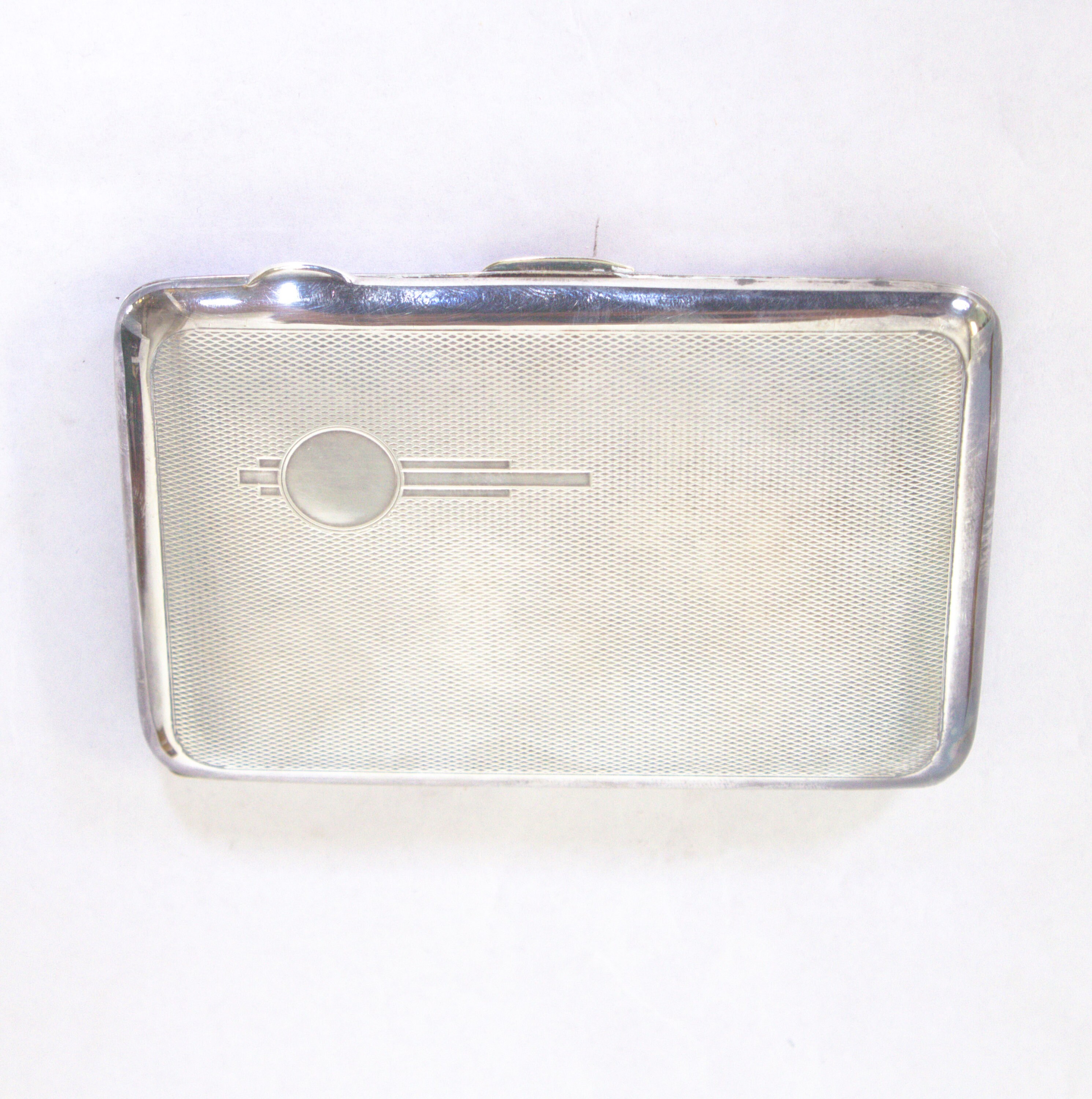 Vintage thick medium-size Emu Silver Plated Art Deco Cigarette Case unused