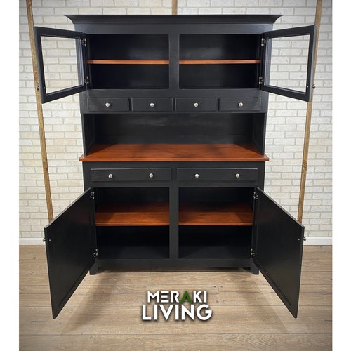 SOLD OUT Black Antique Secretary Desk. China Hutch. Etsy