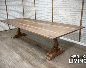 CUSTOM Grand Blanc Turned Double Pedestal Dining Table