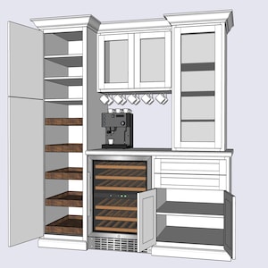 CUSTOM &#39;Glassboro&#39; Coffee Bar, Beverage Center, Bourbon, & Liquor Wall Display Cabinet | China Cabinet | Hutch