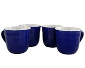 Vintage Emile Henry French Stoneware Coffee Cups Blue