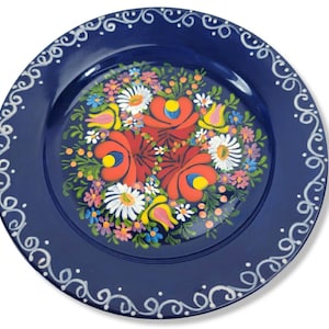Vintage Hand Painted Floral Plate, U.S.S.R Russian Plate, Porcelain Blue Floral Plate