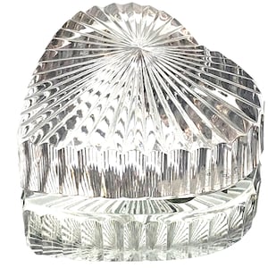 Waterford Crystal Heart Paperweight - Radiating Ribbed Design - Romantic Décor Accent