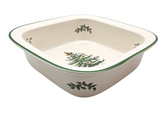 Piatto quadrato in porcellana Spode Christmas Tree: servizio da tavola per le feste, nuovo nella scatola, 10"