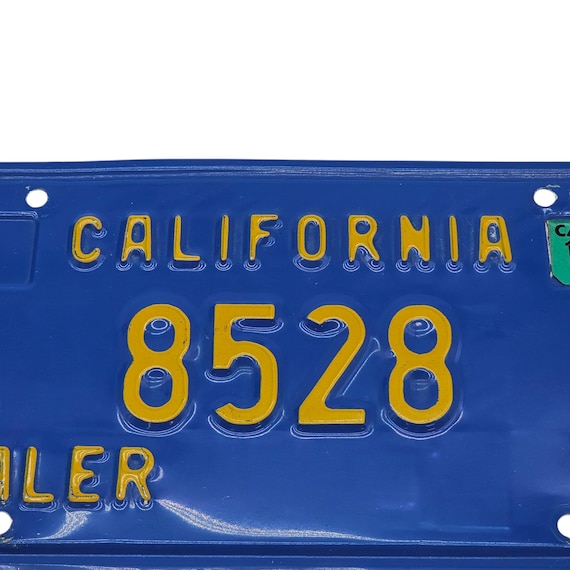 1978年 カリフォルニア ディーラー ナンバープレート 青 黄色 自動車店