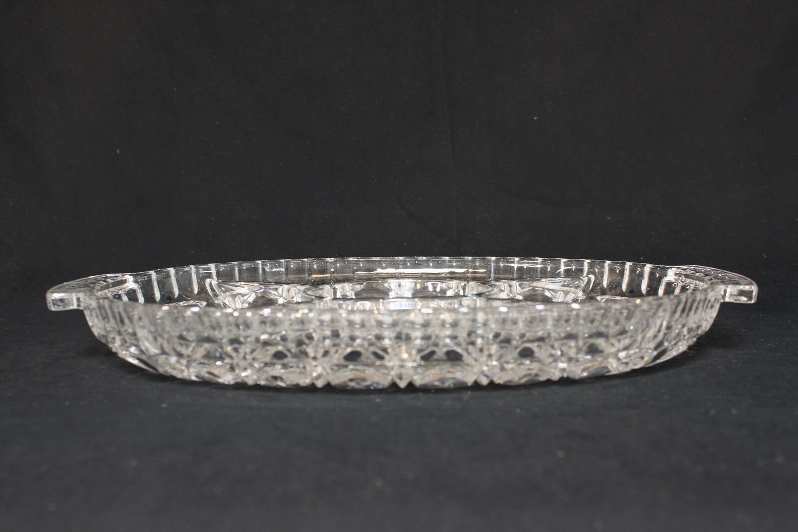 Vintage Heavy Lead Crystal Tray Oval Relish Tray Glass Tray Etsy