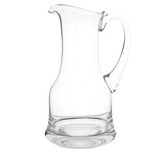 Vintage 1970s Modernist Clear Glass Pitcher With Sculpted Handle – Barware Décor