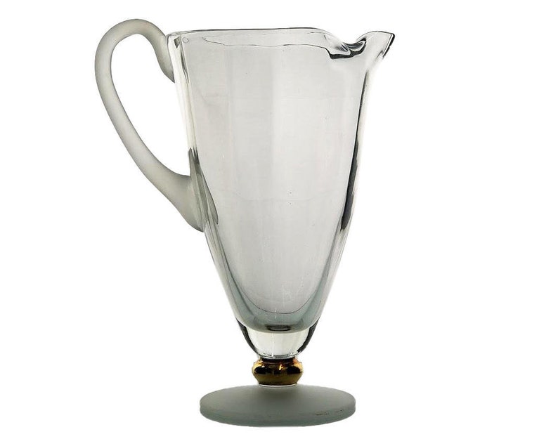 Vintage Romania shops Crystal Clear Pitcher, Frosted Base Pitcher, Clear Glass Drinkware