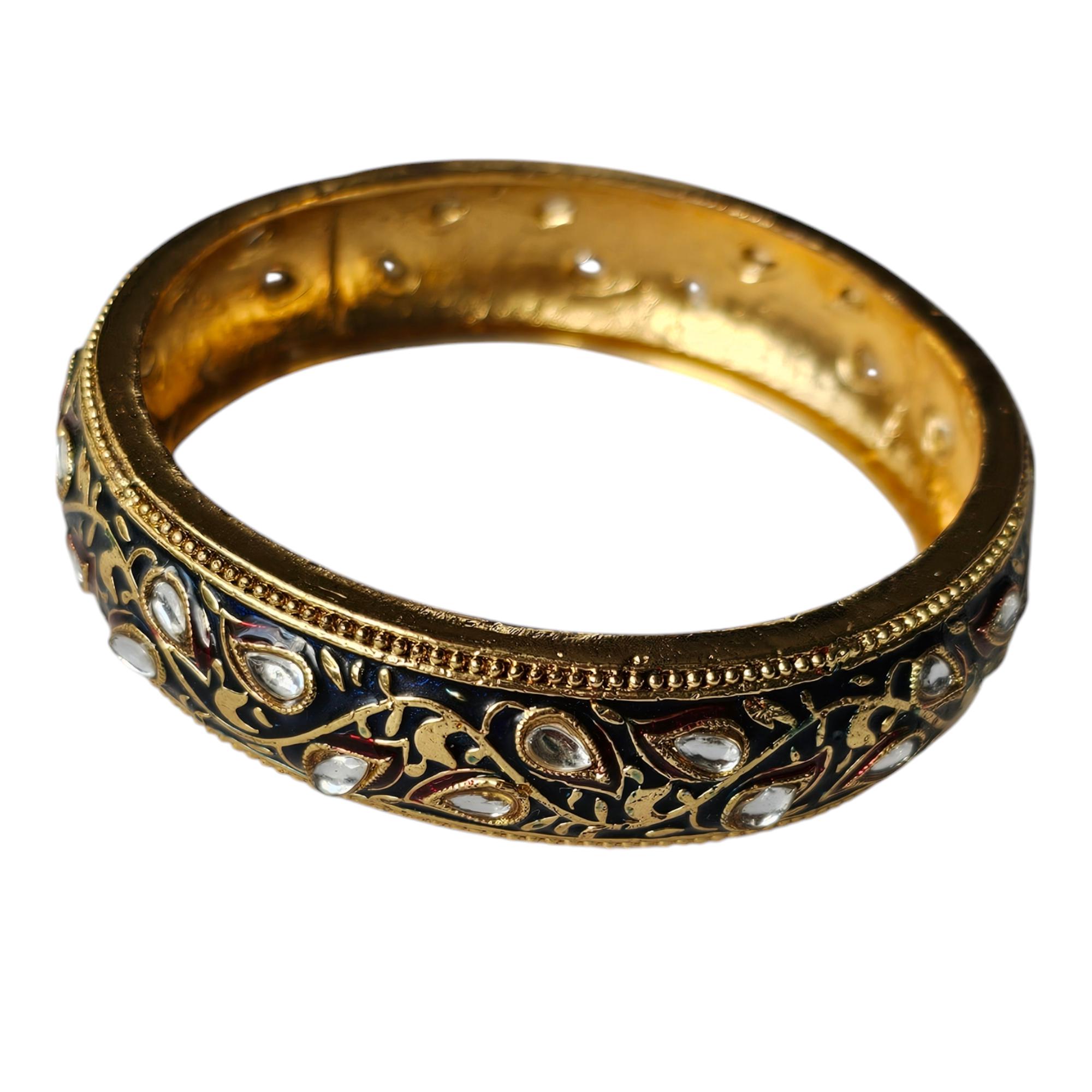 Vintage 22kt Yellow Gold GP Black Enamel Bangle Bracelet Vintage 22kt Yellow Gold GP Black Enamel Bangle Bracelet